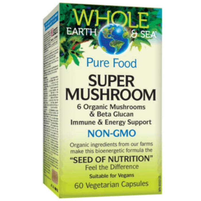 Whole Sea & Earth Pure Food Super Mushroom (Non-GMO) 60 Vegecaps