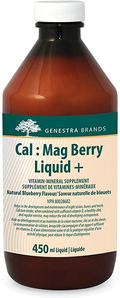 Genestra Cal Mag Berry Liquid + - Blueberry Flavour 450ml