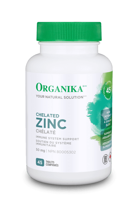Organika Chelated Zinc - Immune System Support 45 Tablets