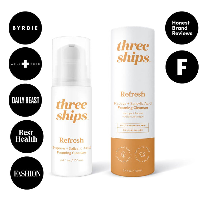 Three Ships Refresh Papaya + Sakicylic Acid Foaming Cleanser for Oily/Combination Skin  100ml