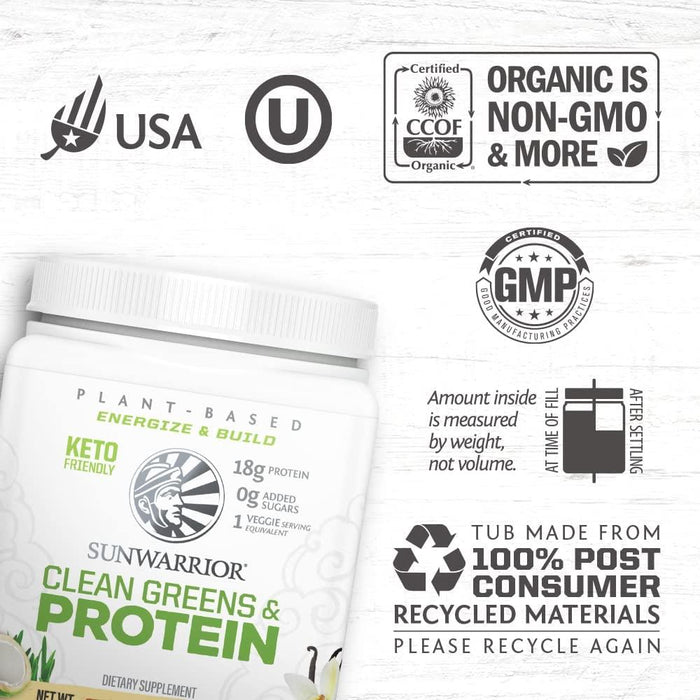 Sunwarrior Plant-Based Clean Greens & Protein (Chocolate Flavour) 175g