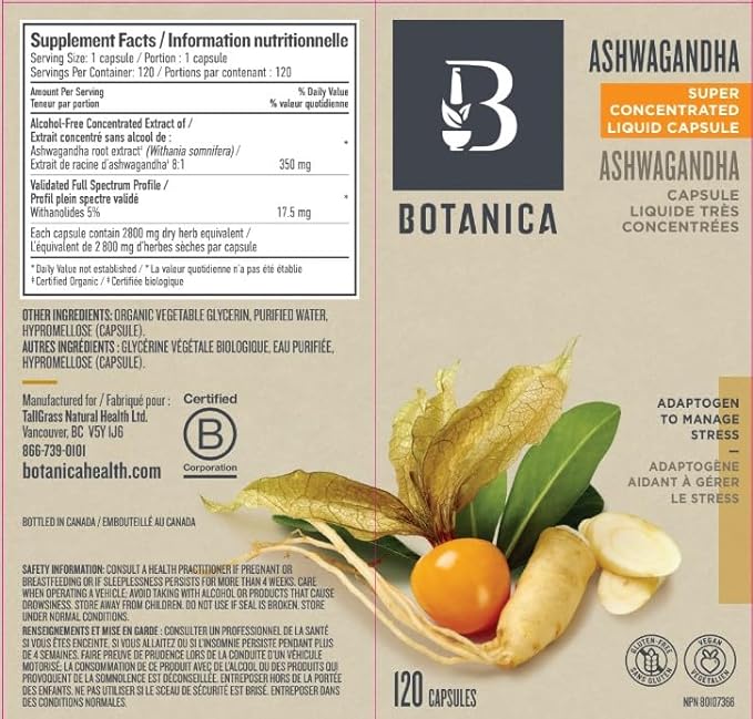Botanica Ashwagandha Concentrated Liquid 120caps