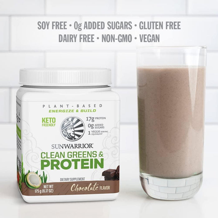 Sunwarrior Plant-Based Clean Greens & Protein (Chocolate Flavour) 175g