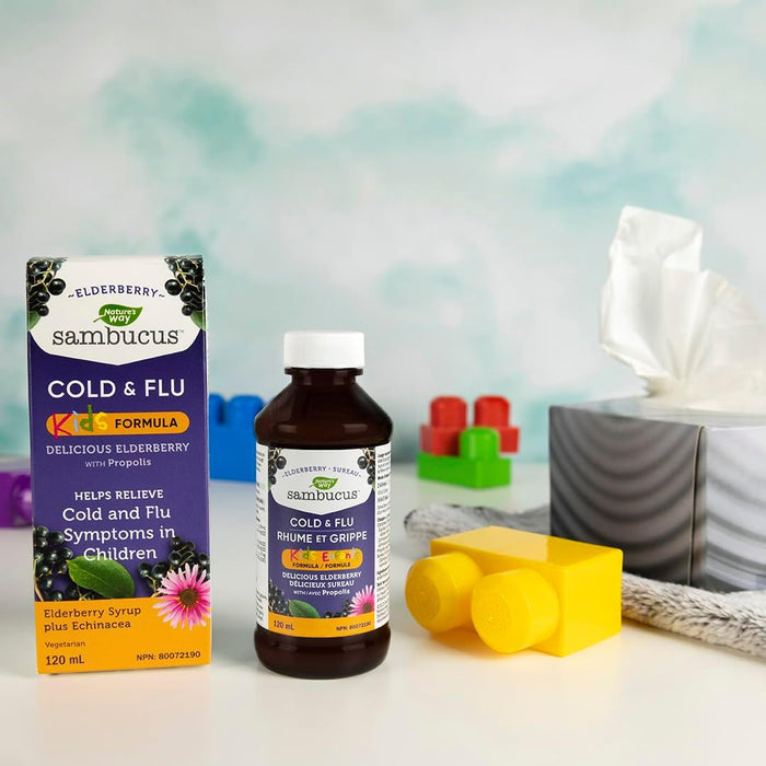 Nature's Way Sambucus, Elderberry Syrup Plus Echinacea, Cold & Flu Kids Formula  120ML
