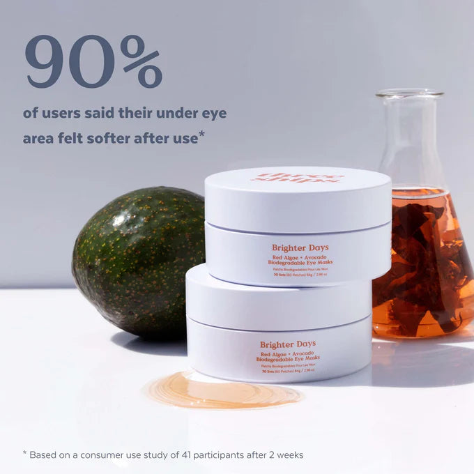 Three Ships Brighter Days Red Algae + Avocado Biodegradable Eye Masks 83g