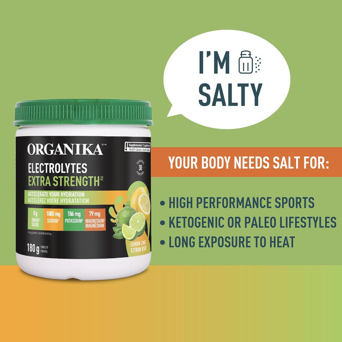 Organika Electrolytes Extra Strength Lemon Lime Flavour  180g