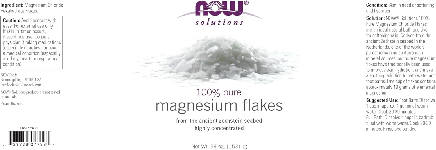 Now Pure Magnesium Chloride Flakes - 1531g