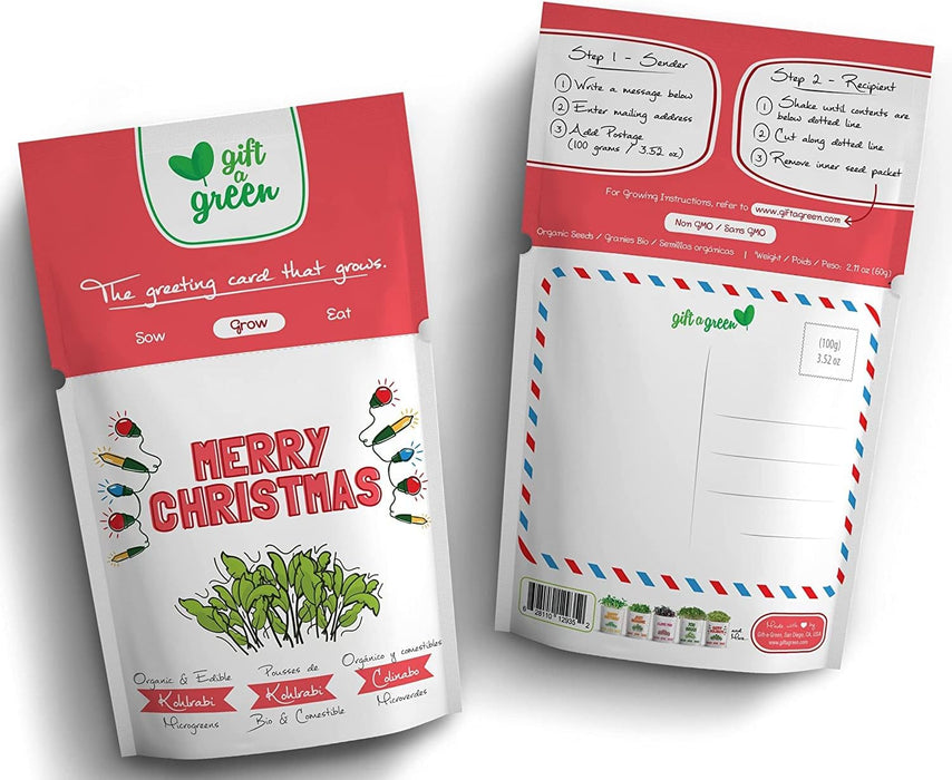 Gift a Green Merry Christmas Greeting Card – Kohlrabi Seeds That Grow (100g)