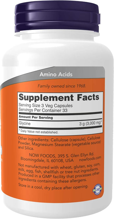 Now Glycine 1000mg - 100 veg capsules 100vcaps