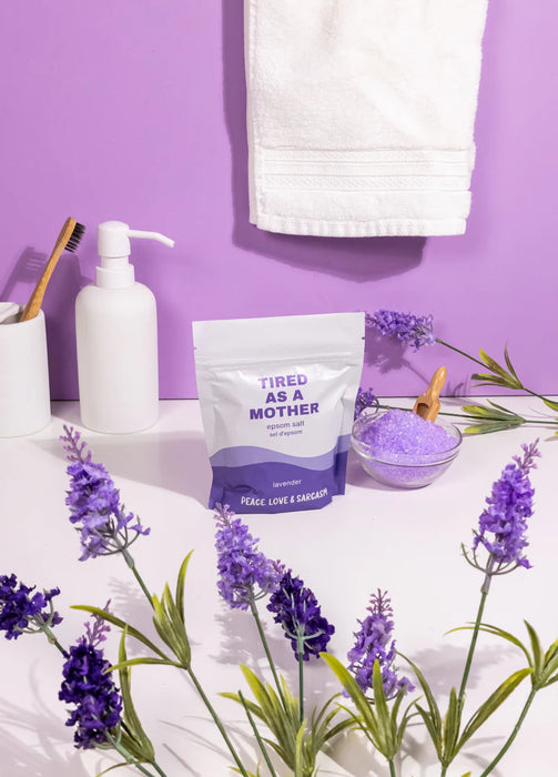 Peace, Love and Sarcasm Tired as a Mother – Lavender Epsom Salt (300g)