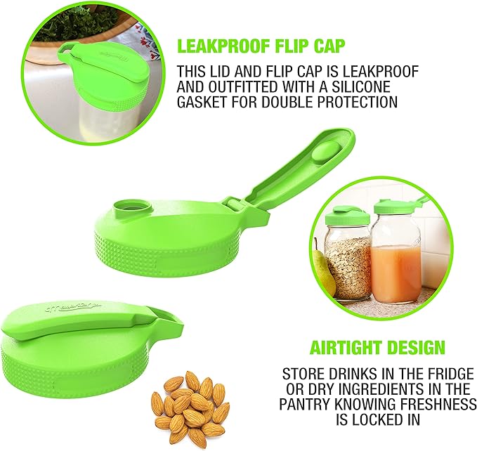 Masontop Orange Multi Top - Sip, Pour & Store Lid - fits regular mouth mason jar 1orange