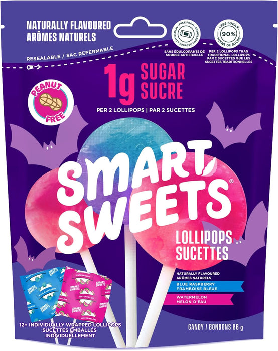 SmartSweets Lollipops Halloween – Low Sugar, Plant-Based Candy (12 Pack) 12pak