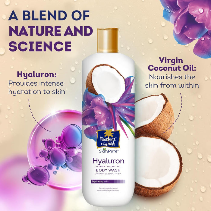 Parachute Hyaluron Body Wash with Virgin Coconut Oil – Deep Hydration Formula (400ml)