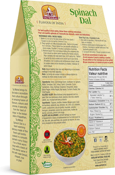 Taj Mahal Flavour of India; Spinach Dal (Spinach and Lentil Curry) 285g