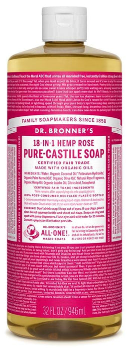 Dr.Bronner's 18-In-1 Pure Castile Soap Hemp Rose 237ml