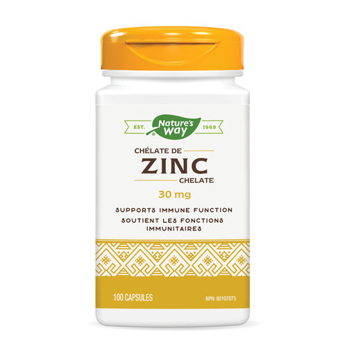 Nature's Way Zinc Chelate - 30 mg 100 Capsules