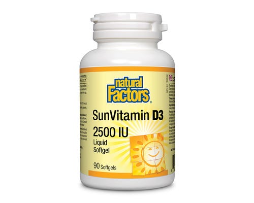 Natural Factors SunVitamin D3 2500 IU Liquid Softgels 90softgels