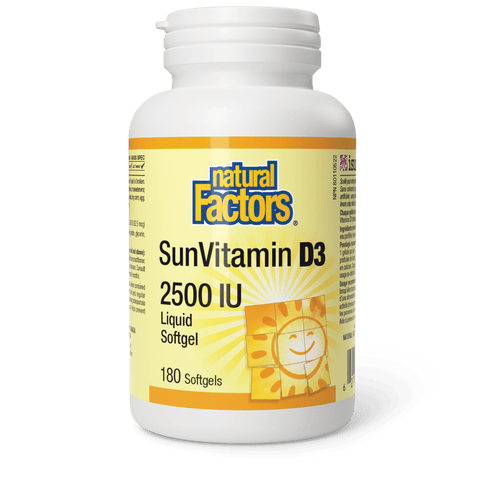Natural Factors SunVitamin D3 2500IU Liquid Softgels 180softgels
