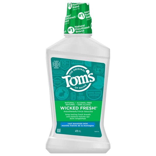 Tom's Of Maine Wicked Fresh Mouthwash Alchohol Free Cool Mountain Mint 473ml