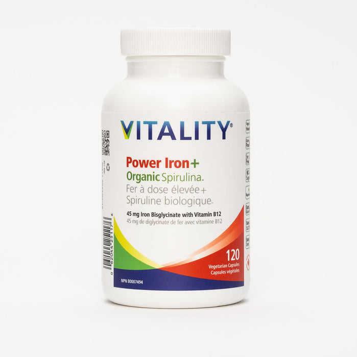 Vitality Power Iron+Organic Spirulina 120vegicaps