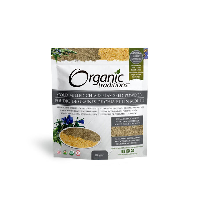 Organic Traditions Cold Milled Chia & Flax Seed Powder Organic - A High Source of Fibre 227g