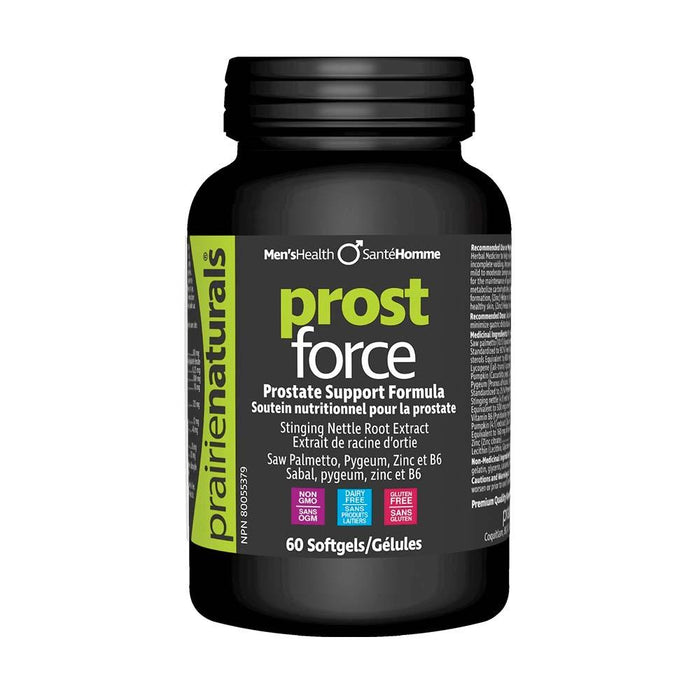 Prairie Naturals Prost Force Prostate Support Formula - Stinging Nettle, Saw Palmetto, Pygeum, Zinc and B6 30 Softgels