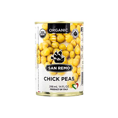 San Remo Chickpeas Organic - Vegan, Gluten Free, BPA Free, Kosher, No Salt Added 398ml
