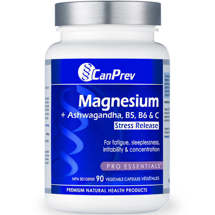 CanPrev Magnesium Stress Release - Ashwagandha, B5, B6 & C 90vegicaps