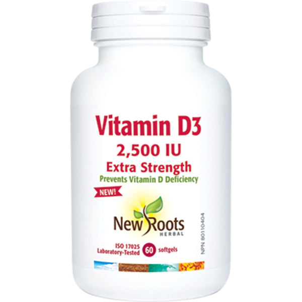 New Roots Vitamin D3 Extra Strength 2,500 IU 60softgels