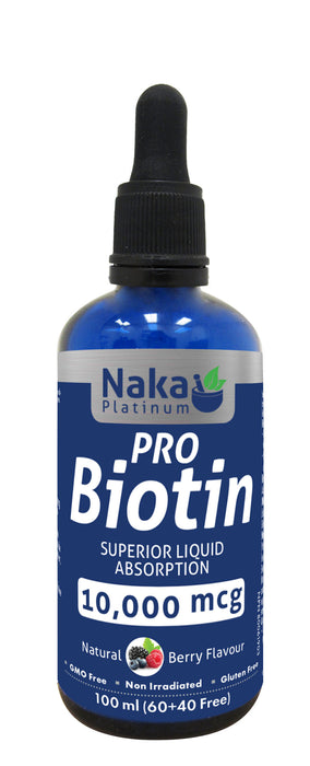 Naka Platinum Pro Biotin Liquid 10,000 mcg Berry Flavour - Vegan, Gluten Free 100ml