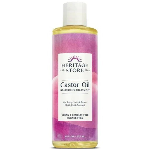 Heritage Store Castor Oil - For Body, Hair & Brows, 100% Cold Pressed 237ml