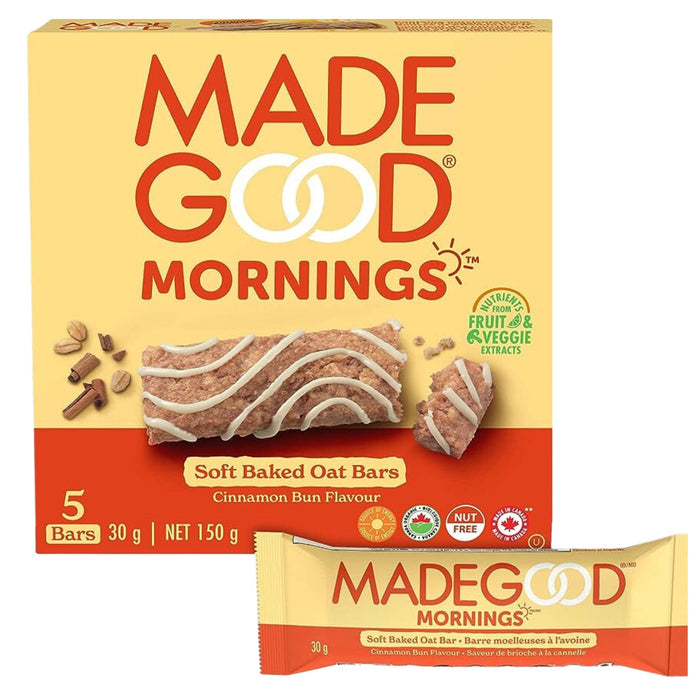 Made Good Mornings Soft Baked Cinnamon Bun Oat Bars Organic 5X30g