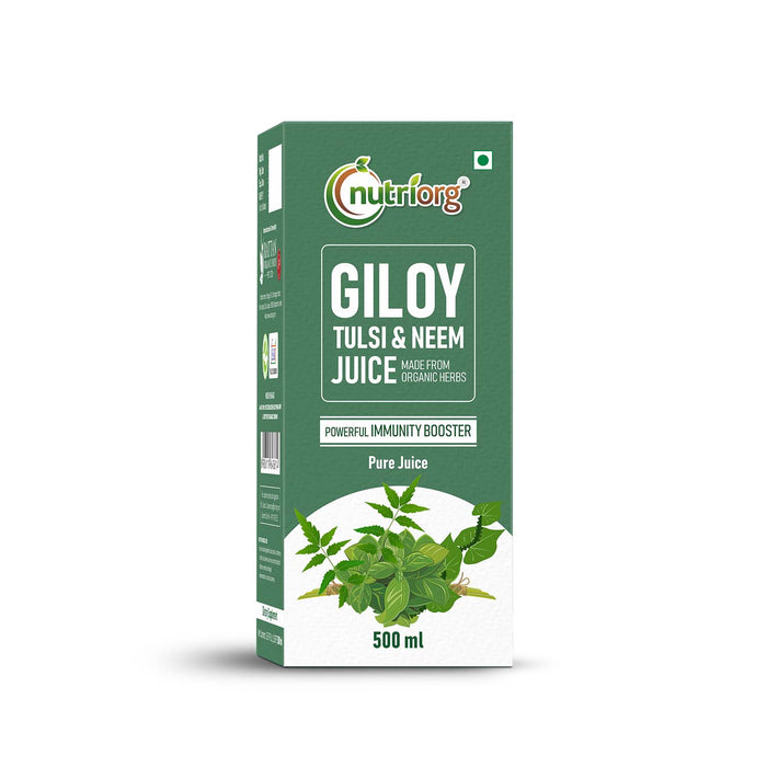 Neem Leaf Giloy Tulsi Juice - Helpful in the Prevention of the Common Cold, Flu, Asthma 500ml