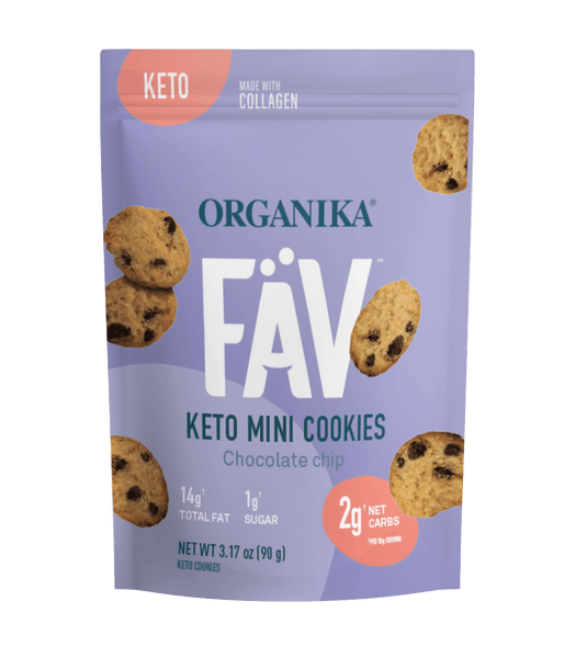 Organika Keto Mini Cookies Chocolate Chip - Made With Collagen, Gluten Free 90g