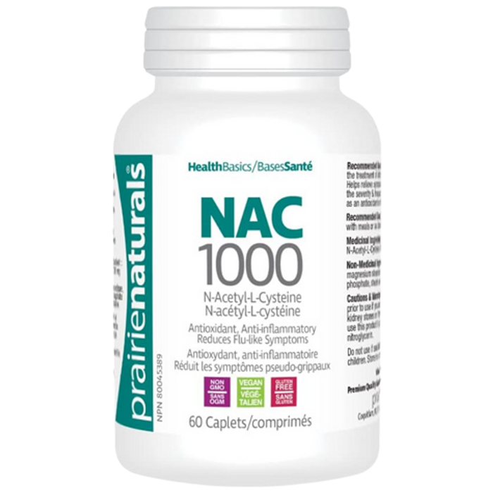 Prairie Naurals NAC 1000, N-Acetyl-L-Cysteine 60caplets