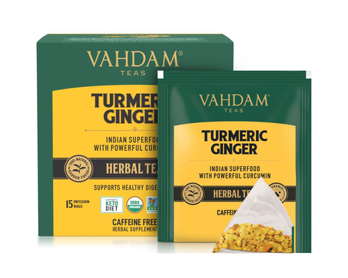 Vahdam Turmeric Chamomile Herbal Tea Organic 15 Infusion Bags