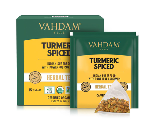 Vahdam Turmeric Spiced Herbal Tea Organic 15 Infusion Bags