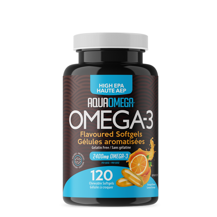 AquaOmega Kids High EPA Omega-3 Gummies Orange Flavour Sugar Free - Supports Good Health , Gelatin Free. 60gummies