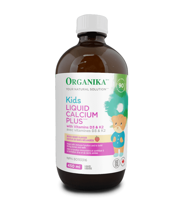 Organika Kids Liquid Calcium Plus with Vitamins D3 & K2 - Mixed Berry Flavour 450ml
