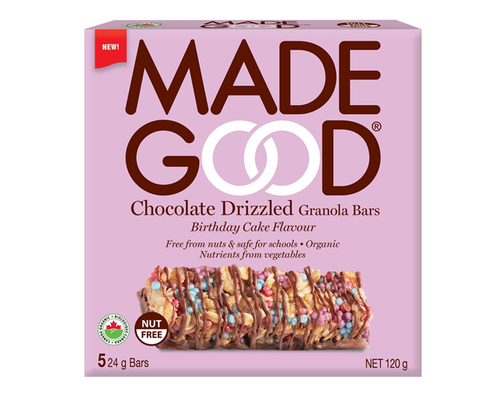 Made Good Chocolate Drizzled Birthday Cake Granola Bars Organic - Nut Free, Gluten Free, Vegan 120g