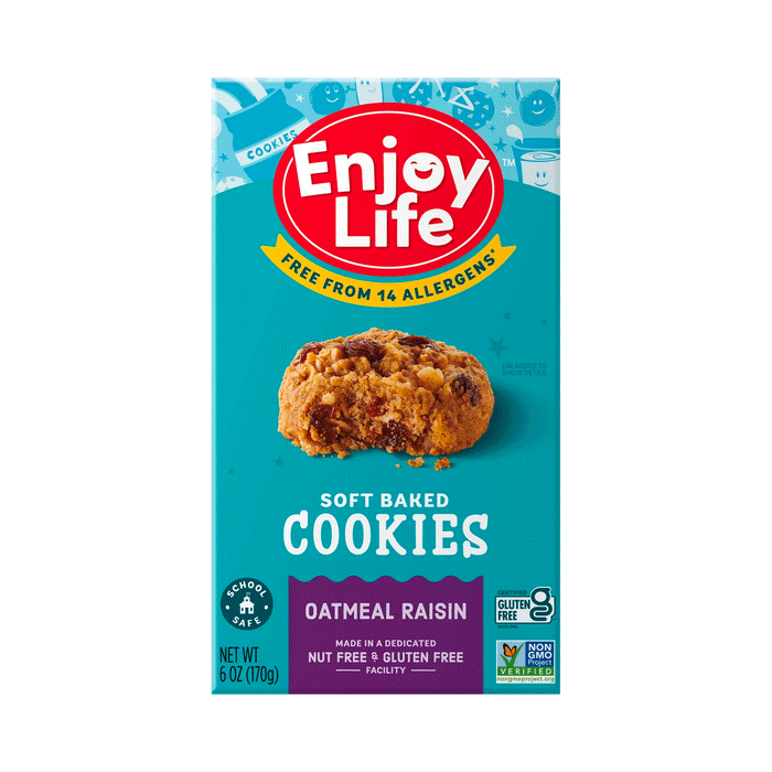 Enjoy Life Oatmeal & Raisin Soft Baked Cookies - Nut Free, Gluten Free. 170g