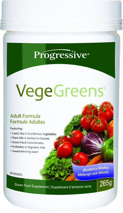 Progressive Veg-Greens Powder Blueberry Medley - Great Taste, Easy to Mix, Antioxidant  Support, Loaded with Superfoods, Vegan. 265g