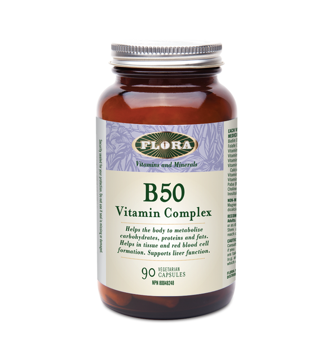 Flora B50 Vitamin Complex - Helps in Energy Metabolism and Tissue Formation. 90vegicaps