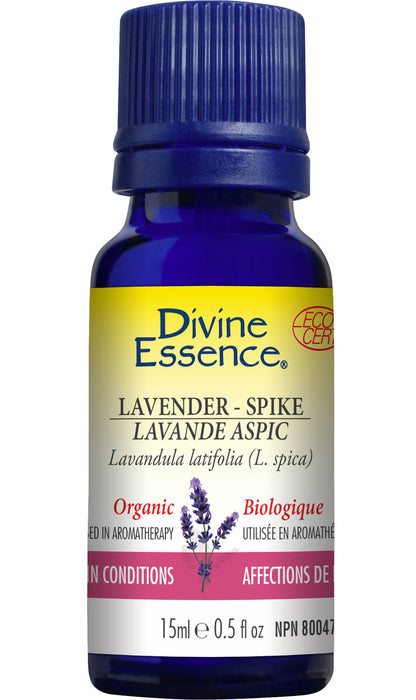 Divine Essence Lavender-Spike Essential Oil Organic - Skin Conditions. 15ml
