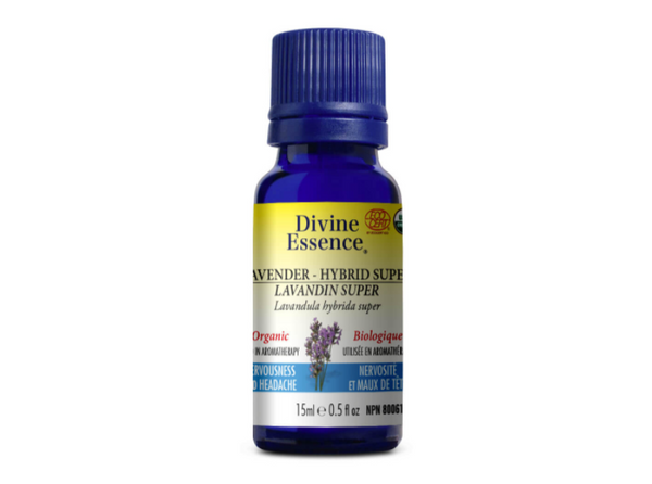 Divine Essence Lavender-Hybrid Super Essential Oil Organic - Nervousness and Headache. 15ml