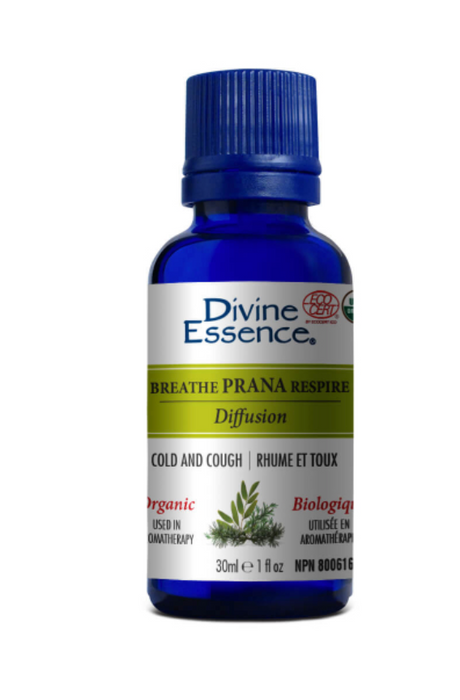 Divine Essence Breathe Prana Essential Oil Diffusion-Bath Organic - Cold and Cough. 30ml