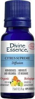 Divine Essence Citrus Supreme Essential Oil Diffusion-Bath Organic - Nervousness and Insomnia. 30ml
