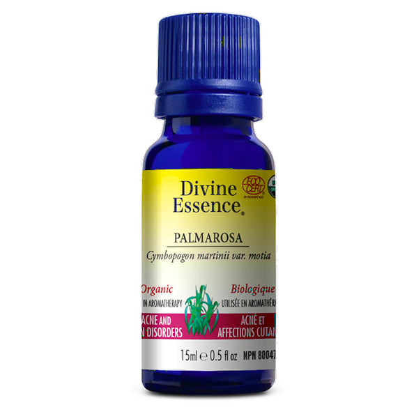 Divine Essence Palmarosa Essential Oil Organic - Acne and Skin Disorders 15ml