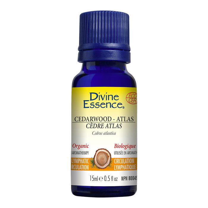 Divine Essence Cedarwood-Atlas Essential Oil Organic - Lymphatic Circulation. 15ml
