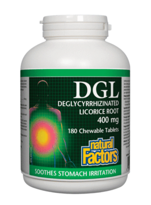 Natural Factors DGL Chewable Tablets - Deglycyrrhizinated Licorice Root, Soothes Stomach Irritation. 180chewables